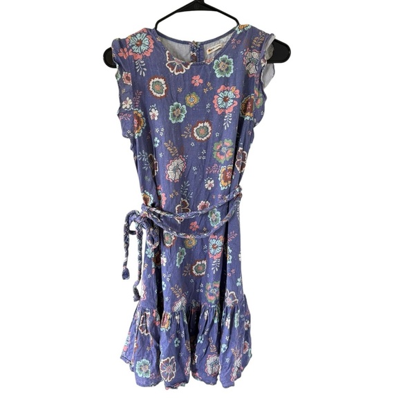 Marine Layer Laney Dress Ruffle Sleeve Tiered Mini Marlin Hibiscus Floral - Picture 3 of 8